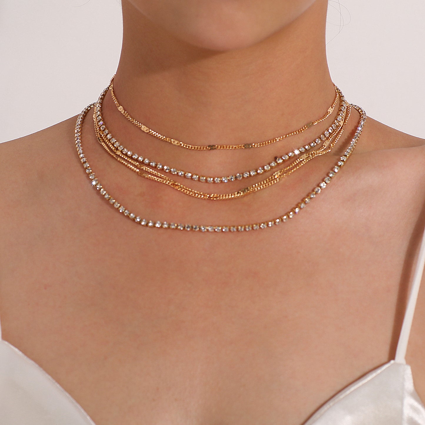 European and American cross-border jewelry, temperament, popular claw chain, rhinestone necklace, women, fashion, hip-hop, personality, multi-layered diamond necklace