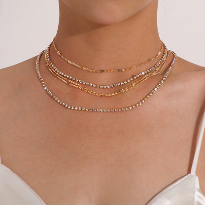 European and American cross-border jewelry, temperament, popular claw chain, rhinestone necklace, women, fashion, hip-hop, personality, multi-layered diamond necklace