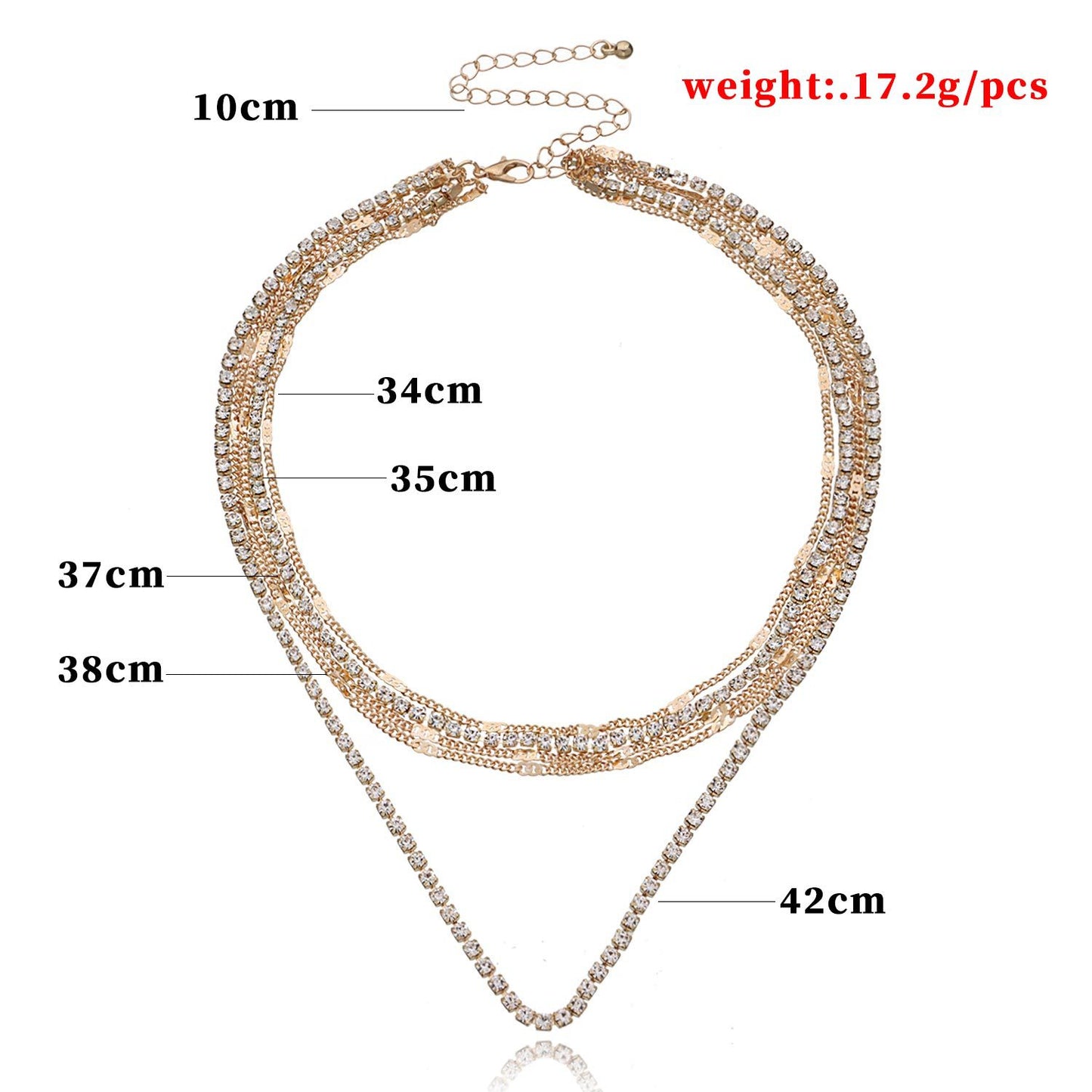 European and American cross-border jewelry, temperament, popular claw chain, rhinestone necklace, women, fashion, hip-hop, personality, multi-layered diamond necklace