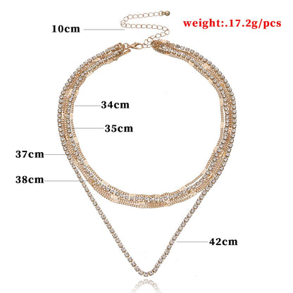 European and American cross-border jewelry, temperament, popular claw chain, rhinestone necklace, women, fashion, hip-hop, personality, multi-layered diamond necklace