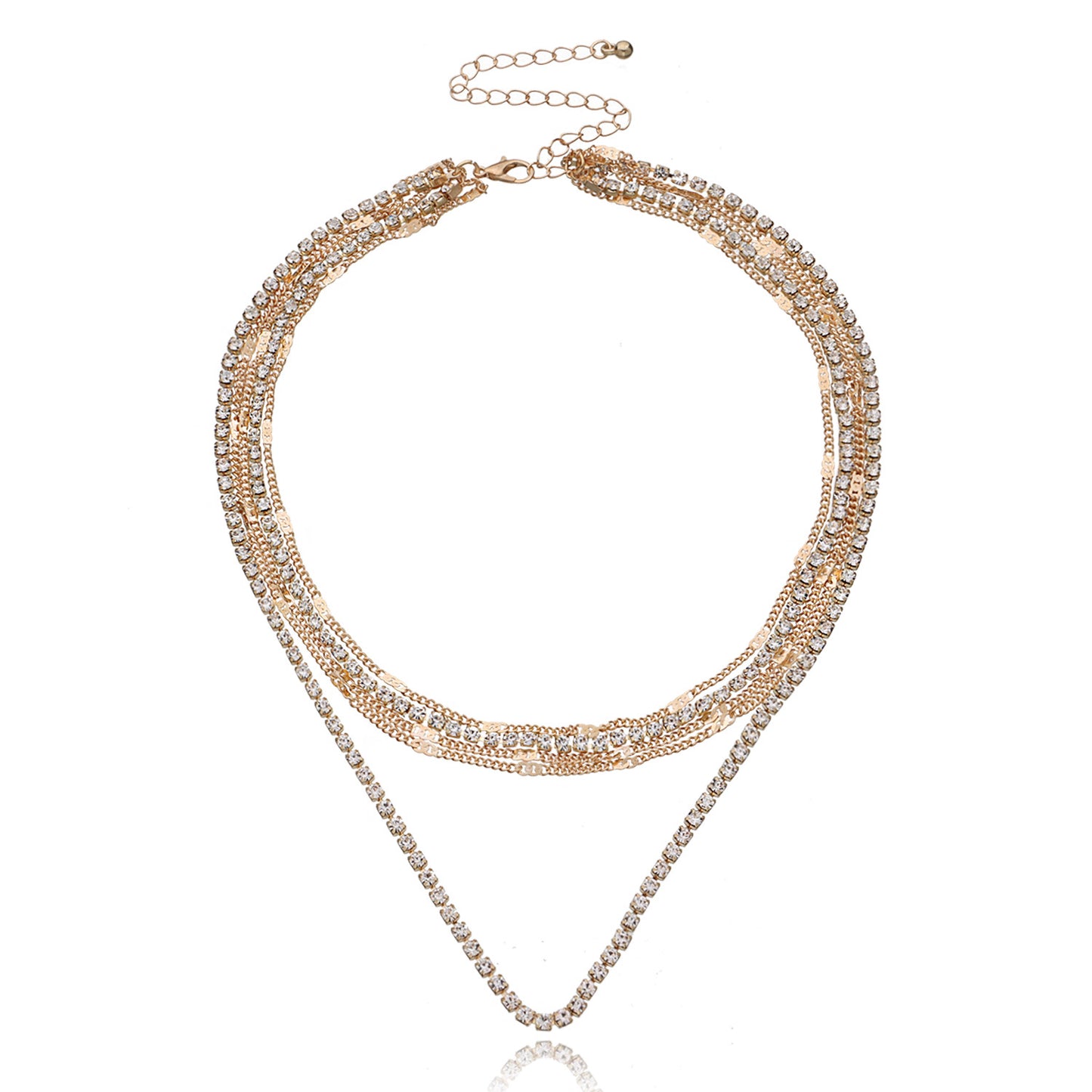 European and American cross-border jewelry, temperament, popular claw chain, rhinestone necklace, women, fashion, hip-hop, personality, multi-layered diamond necklace