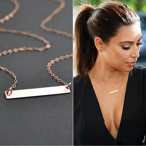 European and American cross-border jewelry, fashionable geometric charm, word necklace, women, simple and generous, horizontal stripes, single-layer short necklaces