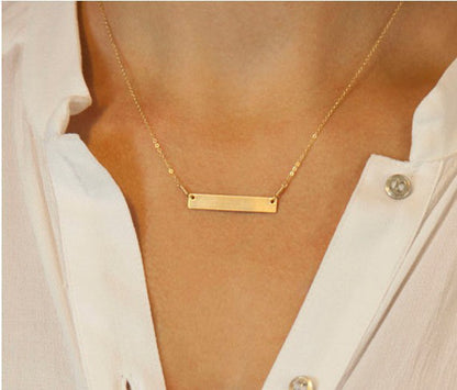 European and American cross-border jewelry, fashionable geometric charm, word necklace, women, simple and generous, horizontal stripes, single-layer short necklaces