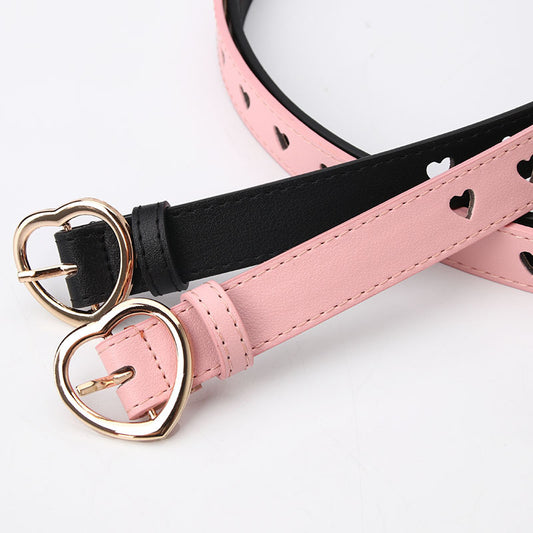 New style punch-free heart hollow belt ladies all-match sweet girls sweater skirt decorative belt manufacturers