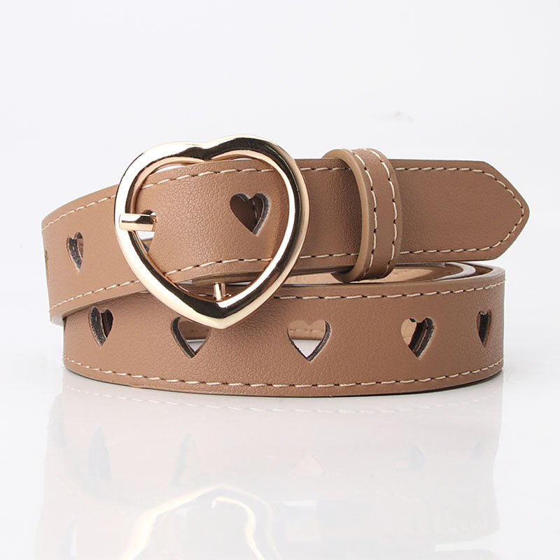 New style punch-free heart hollow belt ladies all-match sweet girls sweater skirt decorative belt manufacturers