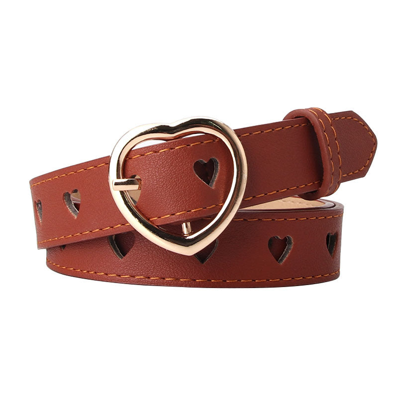New style punch-free heart hollow belt ladies all-match sweet girls sweater skirt decorative belt manufacturers