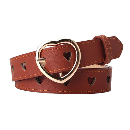 New style punch-free heart hollow belt ladies all-match sweet girls sweater skirt decorative belt manufacturers