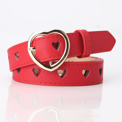 New style punch-free heart hollow belt ladies all-match sweet girls sweater skirt decorative belt manufacturers