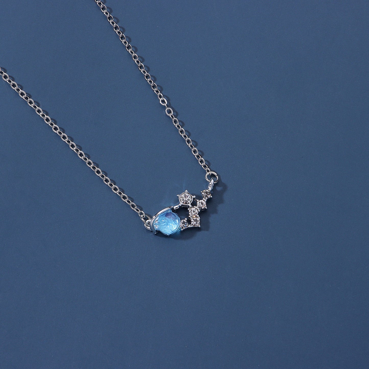 European and American cross-border jewelry Fresh blue glass planet necklace women's simple temperament and fashionable micro inlaid with diamond necklaces