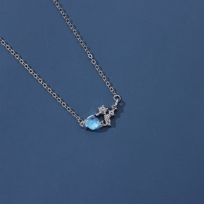 European and American cross-border jewelry Fresh blue glass planet necklace women's simple temperament and fashionable micro inlaid with diamond necklaces