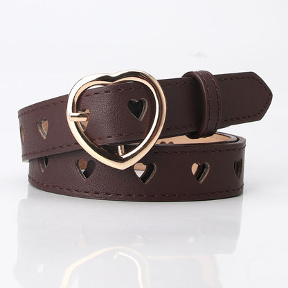 New style punch-free heart hollow belt ladies all-match sweet girls sweater skirt decorative belt manufacturers