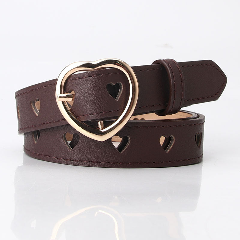 New style punch-free heart hollow belt ladies all-match sweet girls sweater skirt decorative belt manufacturers