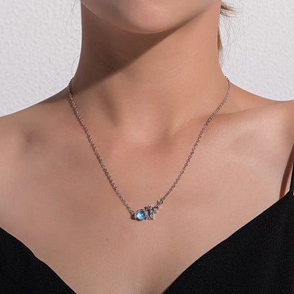 European and American cross-border jewelry Fresh blue glass planet necklace women's simple temperament and fashionable micro inlaid with diamond necklaces