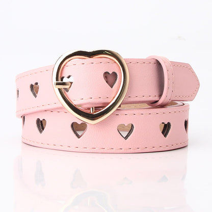 New style punch-free heart hollow belt ladies all-match sweet girls sweater skirt decorative belt manufacturers