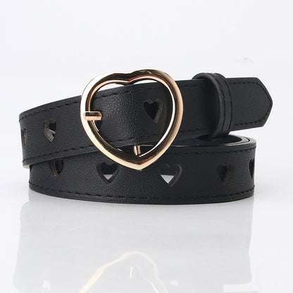 New style punch-free heart hollow belt ladies all-match sweet girls sweater skirt decorative belt manufacturers