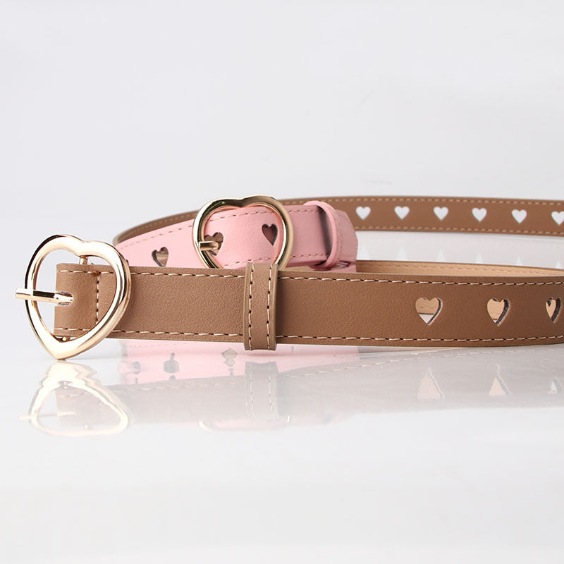New style punch-free heart hollow belt ladies all-match sweet girls sweater skirt decorative belt manufacturers