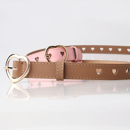 New style punch-free heart hollow belt ladies all-match sweet girls sweater skirt decorative belt manufacturers