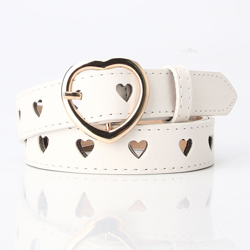 New style punch-free heart hollow belt ladies all-match sweet girls sweater skirt decorative belt manufacturers