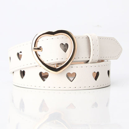New style punch-free heart hollow belt ladies all-match sweet girls sweater skirt decorative belt manufacturers