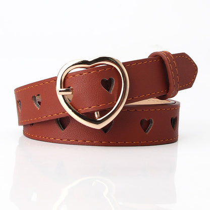 New style punch-free heart hollow belt ladies all-match sweet girls sweater skirt decorative belt manufacturers