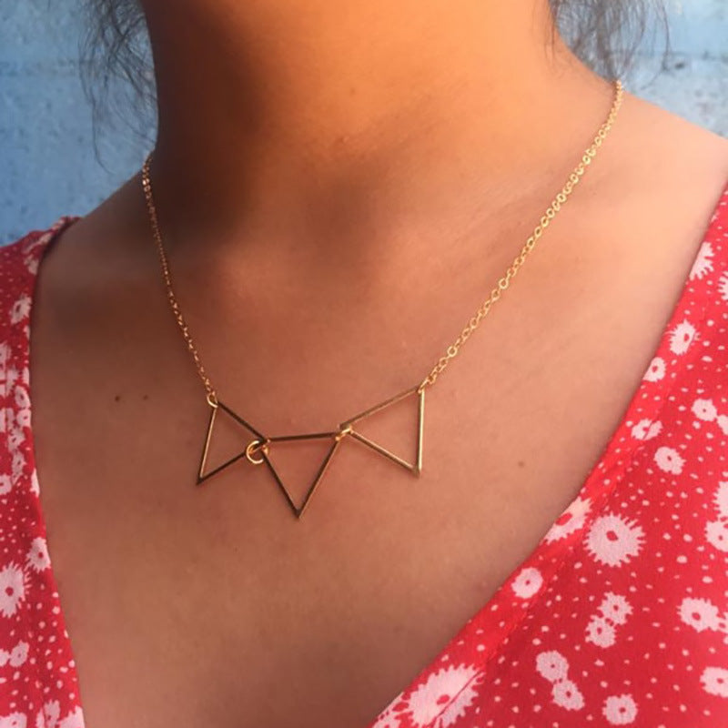 European and American cross-border jewelry, fashion geometric stars, coconut palms, snowflake necklaces, women, versatile pearl rings, triangle necklaces
