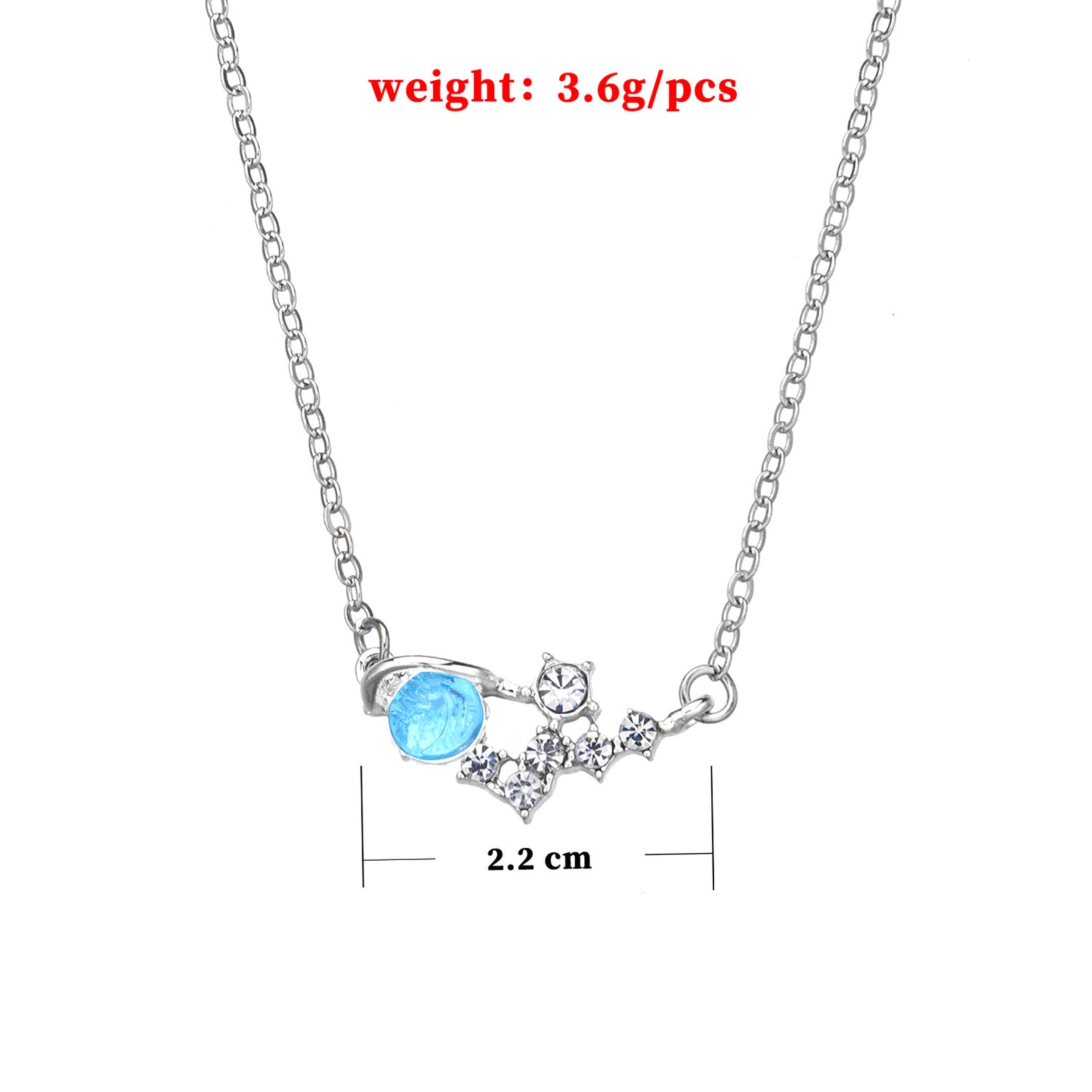 European and American cross-border jewelry Fresh blue glass planet necklace women's simple temperament and fashionable micro inlaid with diamond necklaces