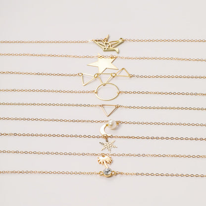 European and American cross-border jewelry, fashion geometric stars, coconut palms, snowflake necklaces, women, versatile pearl rings, triangle necklaces