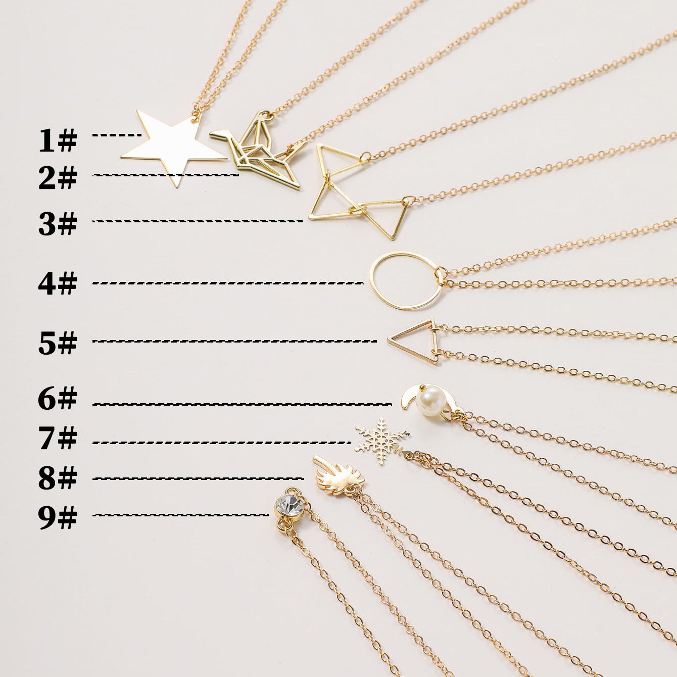 European and American cross-border jewelry, fashion geometric stars, coconut palms, snowflake necklaces, women, versatile pearl rings, triangle necklaces