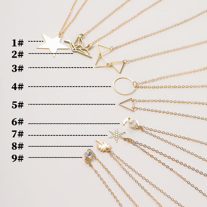 European and American cross-border jewelry, fashion geometric stars, coconut palms, snowflake necklaces, women, versatile pearl rings, triangle necklaces
