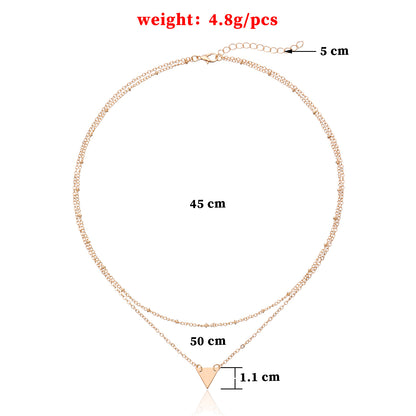 New European and American cross-border jewelry Fashionable and simple triangle sequin copper bead chain multi-layer short necklace