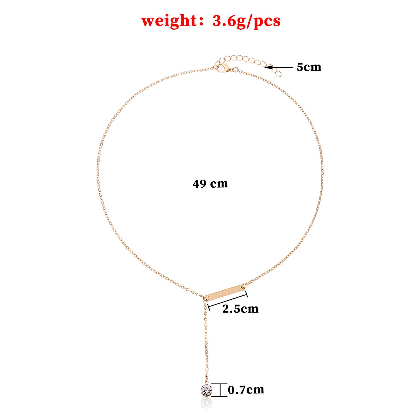 New necklace European and American cross-border jewelry, the same beautiful and simple metal piece crystal drop necklace