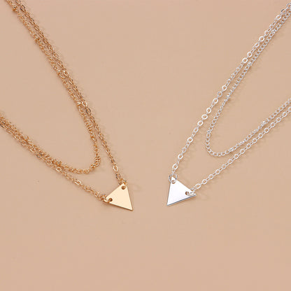 New European and American cross-border jewelry Fashionable and simple triangle sequin copper bead chain multi-layer short necklace