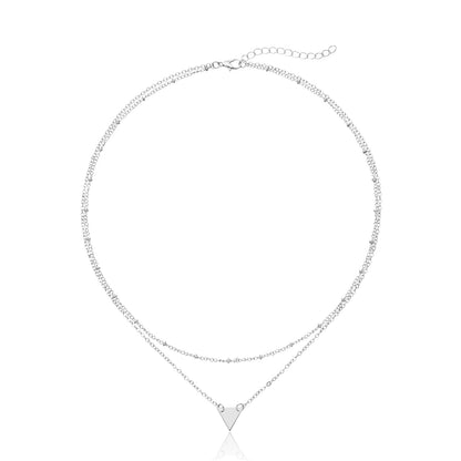 New European and American cross-border jewelry Fashionable and simple triangle sequin copper bead chain multi-layer short necklace