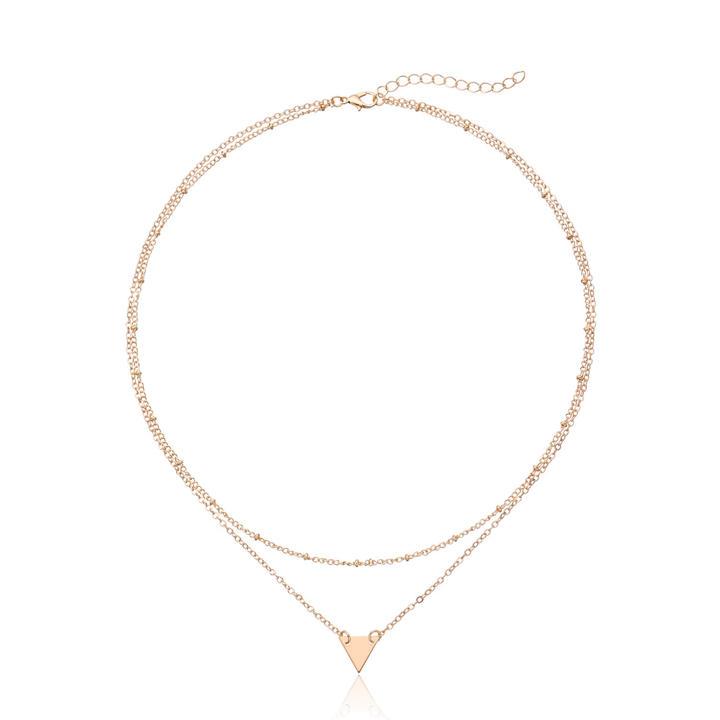 New European and American cross-border jewelry Fashionable and simple triangle sequin copper bead chain multi-layer short necklace