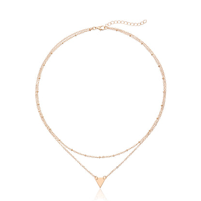 New European and American cross-border jewelry Fashionable and simple triangle sequin copper bead chain multi-layer short necklace