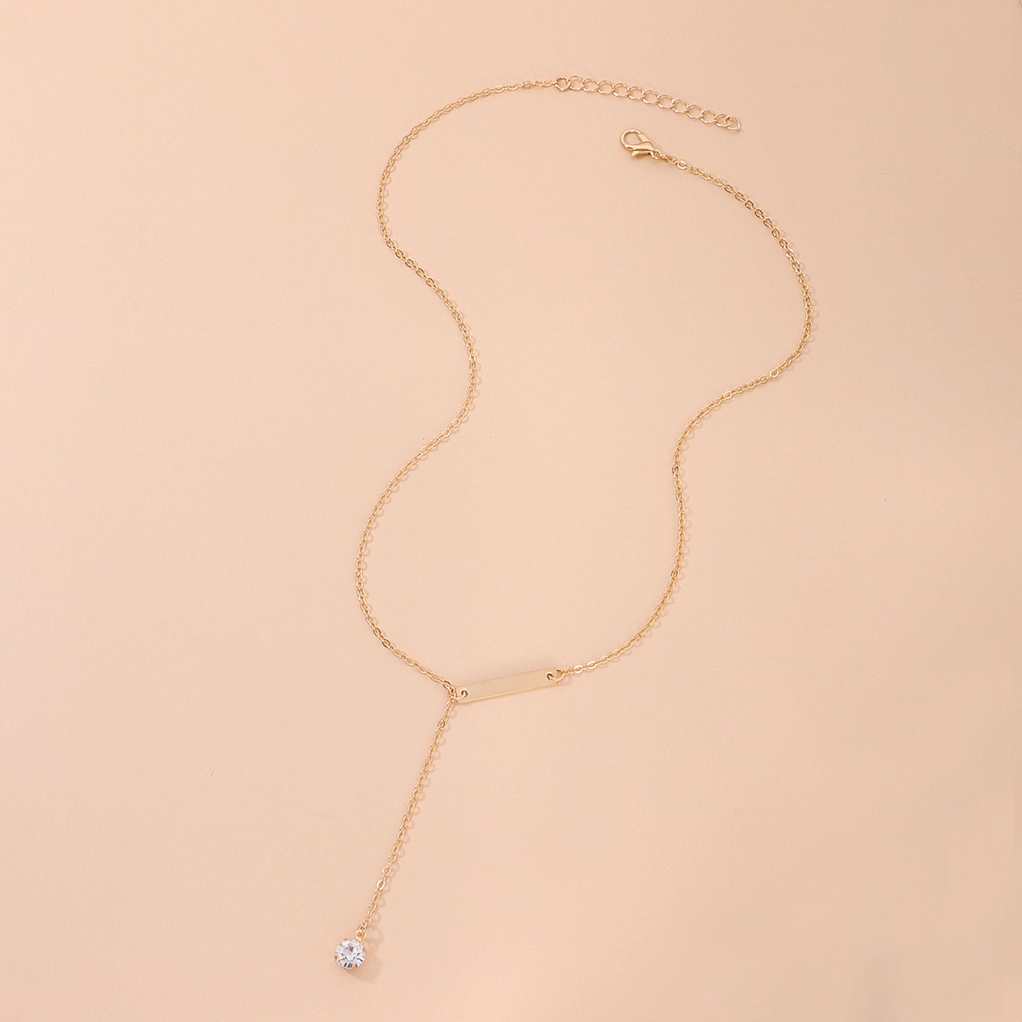 New necklace European and American cross-border jewelry, the same beautiful and simple metal piece crystal drop necklace