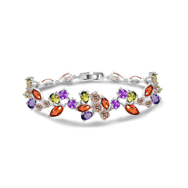 RAKOL Korean Fashion Small Fresh Creative Floral Bracelet Women's Exquisite and Versatile Micro-Zircon Bridal Hand Jewelry