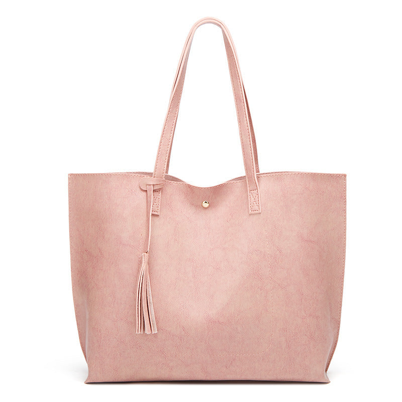 European and American bags women's 2024 new simple retro oil wax bucket bags women's bags single piece bags wholesale