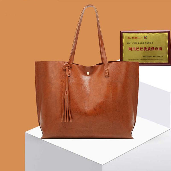 European and American bags women's 2024 new simple retro oil wax bucket bags women's bags single piece bags wholesale | Ciaura