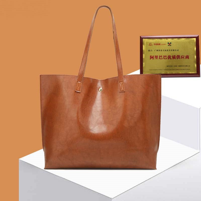 European and American bags women's 2024 new simple retro oil wax bucket bags women's bags single piece bags wholesale