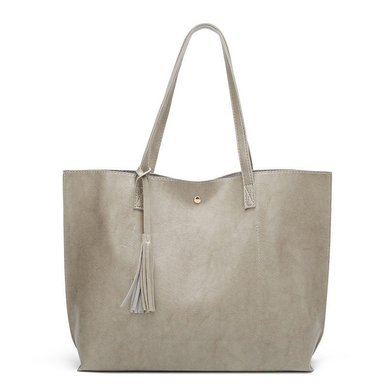 European and American bags women's 2024 new simple retro oil wax bucket bags women's bags single piece bags wholesale