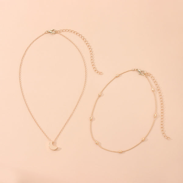 European and American cross-border jewelry, moon simple tide girl, street photography necklace, copper peach heart multi-layered collarbone necklace | Ciaura