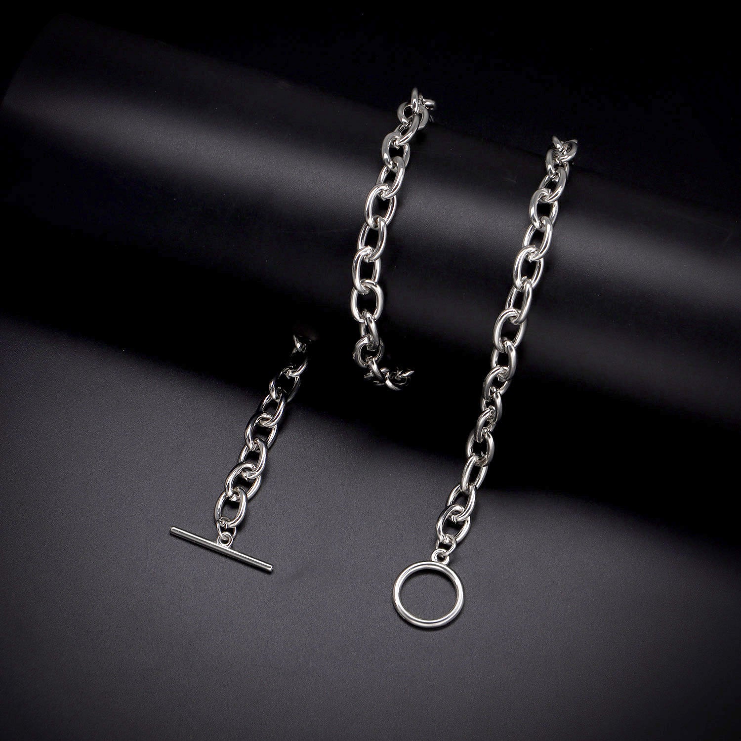 ins Harajuku hipsters, Hong Kong style, OT buckles, simple personality, thick chain necklaces, women's fashion and versatility, men's fashion necklace accessories