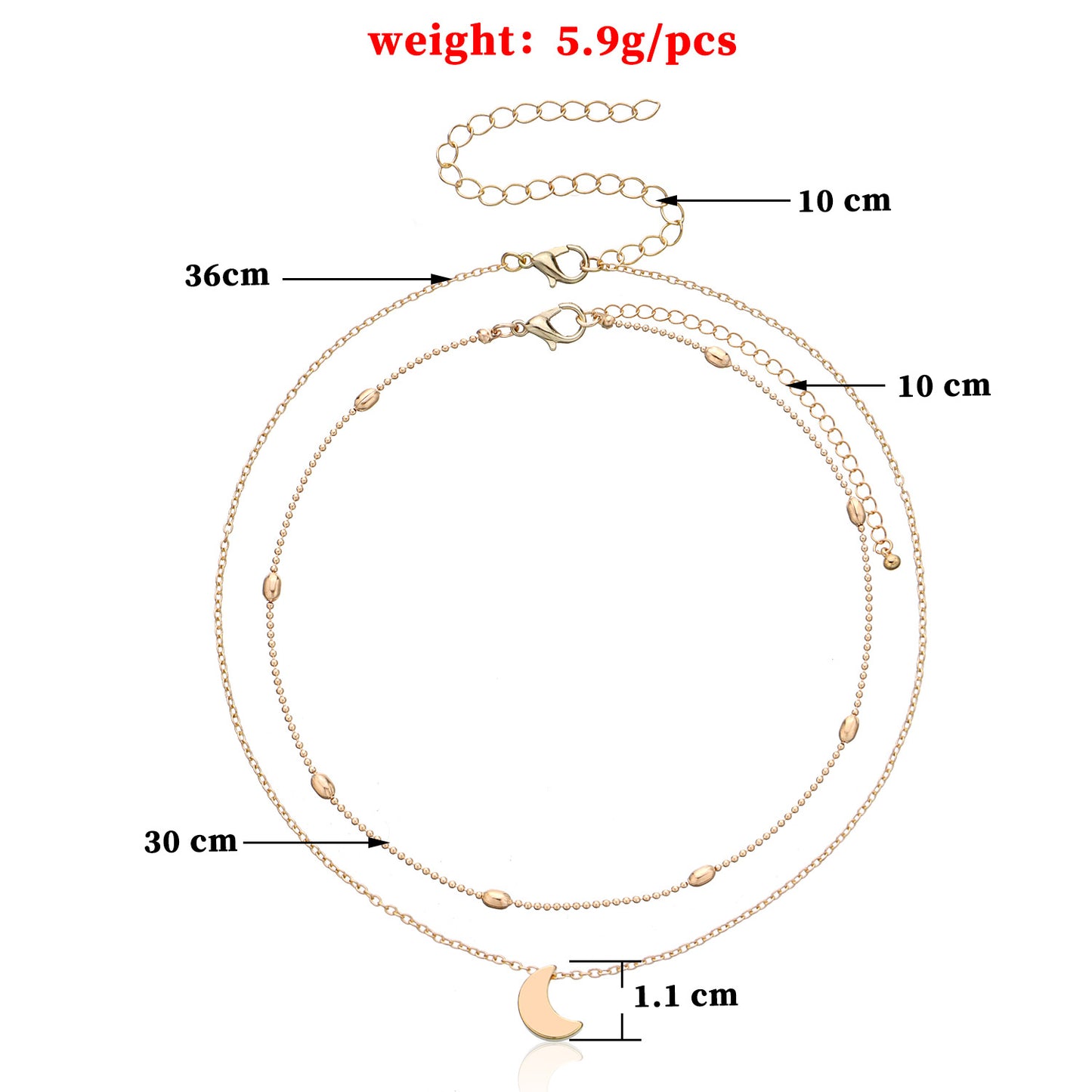 European and American cross-border jewelry, moon simple tide girl, street photography necklace, copper peach heart multi-layered collarbone necklace