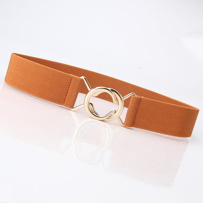 New Arrival Single Circle Black Japanese Simple Elastic Girdle Ladies Dress Slim Belt Ring Buckle Girdle