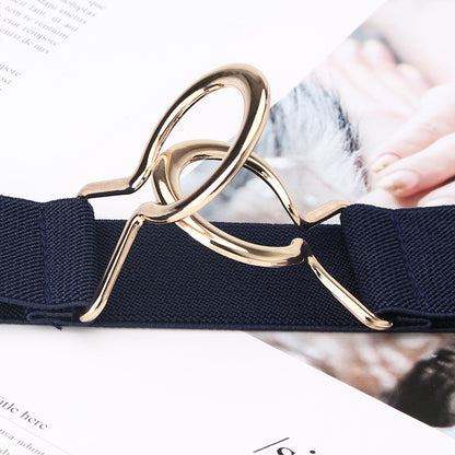 New Arrival Single Circle Black Japanese Simple Elastic Girdle Ladies Dress Slim Belt Ring Buckle Girdle