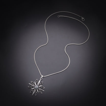 European and American cross-border jewelry, fashion personality, compass pendant necklace, floral punk rock men's and women's long necklace