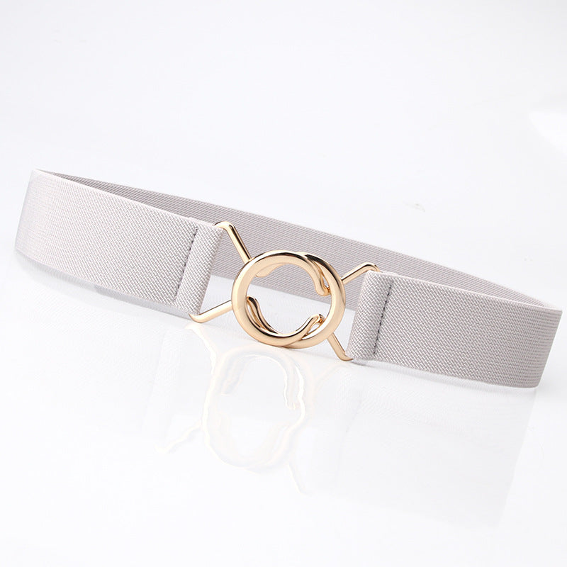 New Arrival Single Circle Black Japanese Simple Elastic Girdle Ladies Dress Slim Belt Ring Buckle Girdle