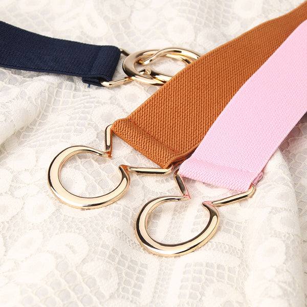New Arrival Single Circle Black Japanese Simple Elastic Girdle Ladies Dress Slim Belt Ring Buckle Girdle