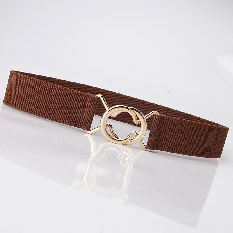 New Arrival Single Circle Black Japanese Simple Elastic Girdle Ladies Dress Slim Belt Ring Buckle Girdle